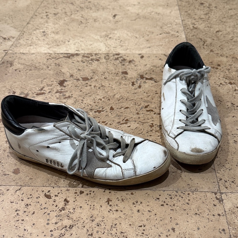 Golden Goose White and Gray Sneakers